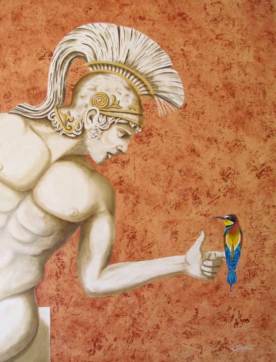 Painting titled "Achilles" by Caetano Ramalho, Original Artwork, Oil