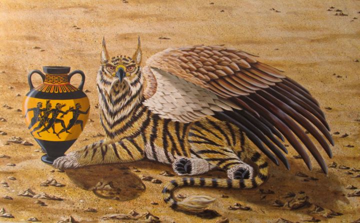 Pintura titulada "Mythological griffin" por Caetano Ramalho, Obra de arte original, Oleo