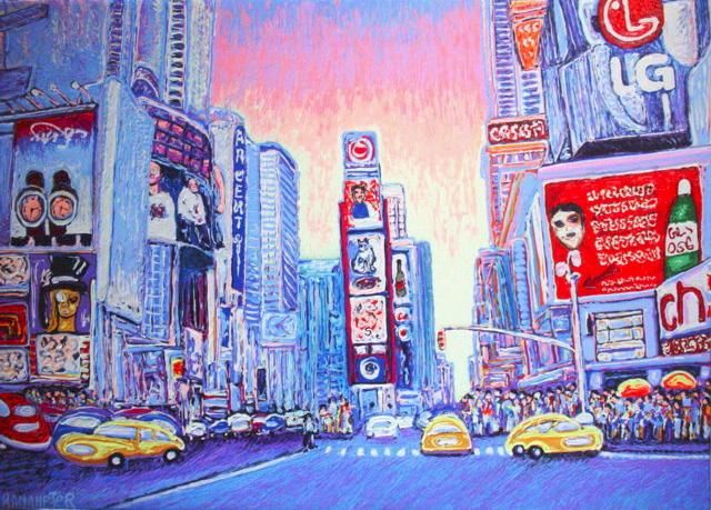 Painting titled "New York" by Ramanefer, Original Artwork