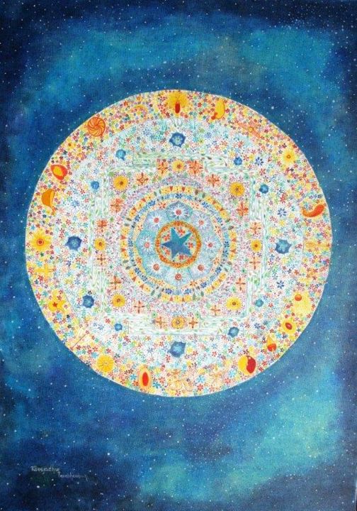 Peinture intitulée "mandala-i.jpg" par Rambha Treebhoobun, Œuvre d'art originale