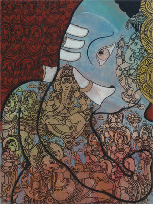 Peinture intitulée "Ganesha" par Ramesh Gorjala, Œuvre d'art originale