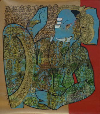 Painting titled "Vishnu" by Ramesh Gorjala, Original Artwork