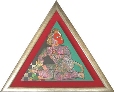 Peinture intitulée "Hanuman" par Ramesh Gorjala, Œuvre d'art originale