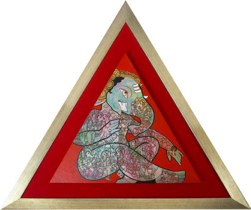 Schilderij getiteld "Ganesha" door Ramesh Gorjala, Origineel Kunstwerk