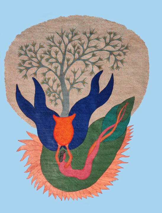 Pittura intitolato "Tree Of Life" da Ramesh Shyam, Opera d'arte originale, Acrilico