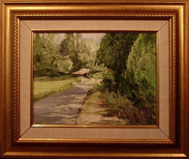 Painting titled "land scape" by Ramesh Nambiar, Original Artwork, Oil