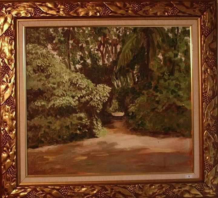 Painting titled "thalap landscape" by Ramesh Nambiar, Original Artwork, Oil