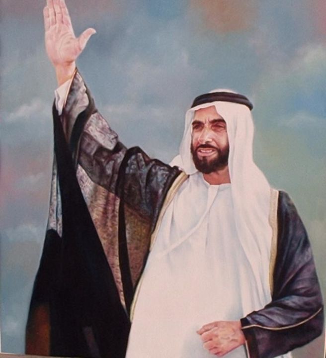 Pintura intitulada "H H Shk zayed Bin S…" por Ramesh Nambiar, Obras de arte originais, Óleo