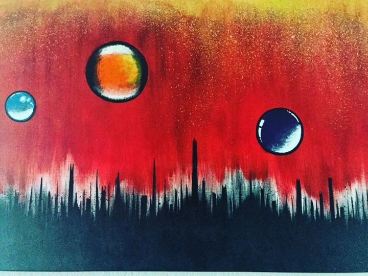 Painting titled "Apocalyptic" by Ram, Original Art, Acrylic