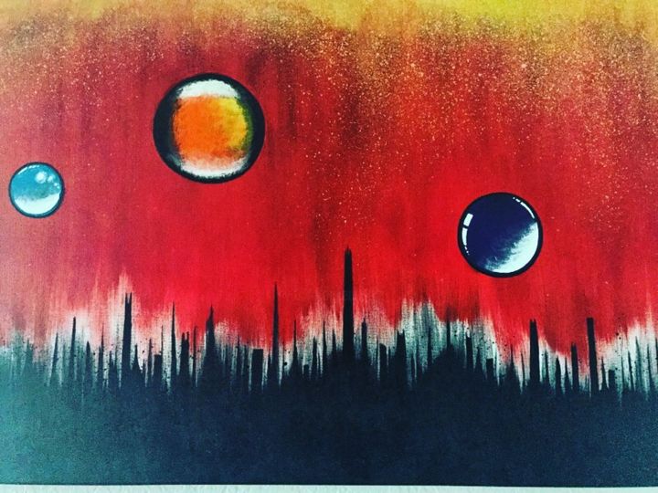 Painting titled "Apocalyptic" by Ram, Original Artwork, Acrylic