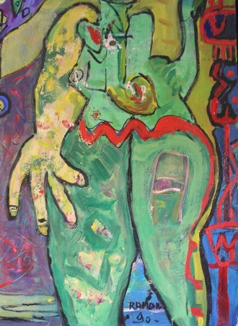 Schilderij getiteld "L'homme grenouille…" door Ramon, Origineel Kunstwerk