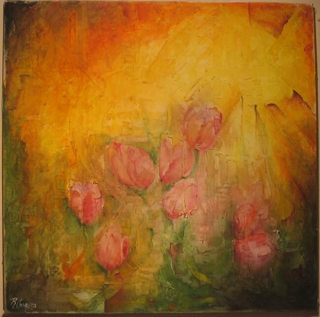 Painting titled "TULIPANES" by Ramon Cabrera R, Original Artwork