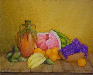 Painting titled "bodegon" by Ramon Cabrera R, Original Artwork