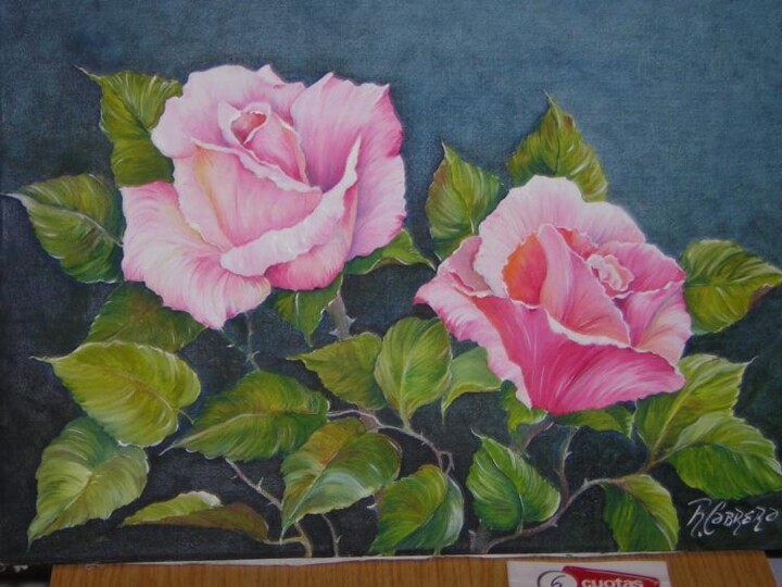 Peinture intitulée "rosas" par Ramon Cabrera R, Œuvre d'art originale