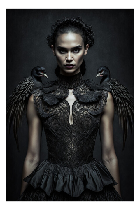 Digital Arts titled "Black Swan 3" by Ramona Gliga, Original Artwork, AI generated image