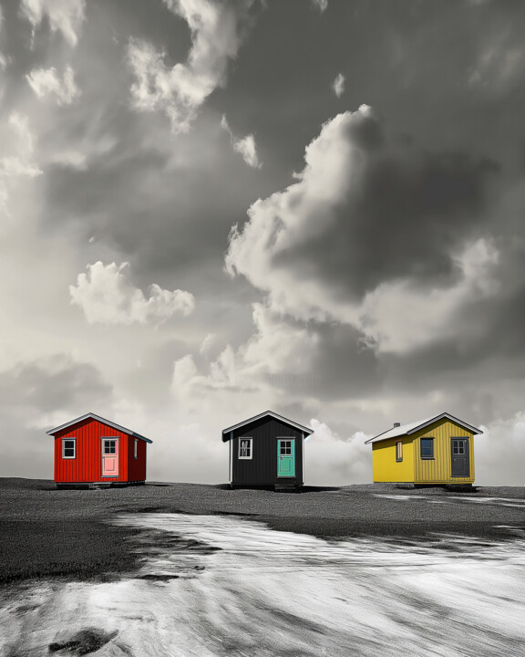 Digitale Kunst getiteld "House in the clouds…" door Ramona Gliga, Origineel Kunstwerk, Digitale collage