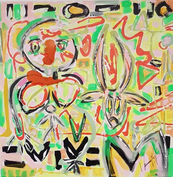 Malerei mit dem Titel "My friend (2)" von Ramona Leiß, Original-Kunstwerk, Acryl