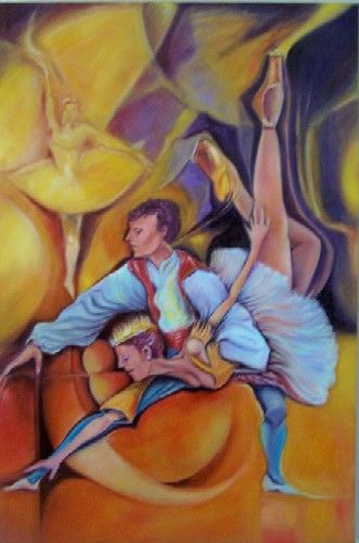 Painting titled "BALLET PLANETS" by Ramon Borges, Original Artwork