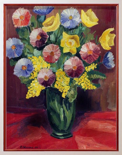 Pintura titulada "Flores" por Ramon Oliveras, Obra de arte original