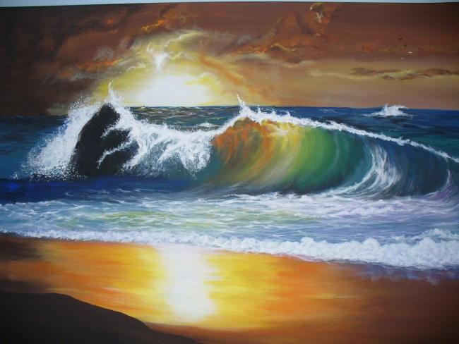 Painting titled "hawai 01" by Raza Mirza, Original Artwork, Oil