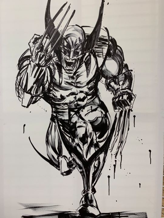 Peinture intitulée "Wolverine" par Ramya Chuon, Œuvre d'art originale, Encre