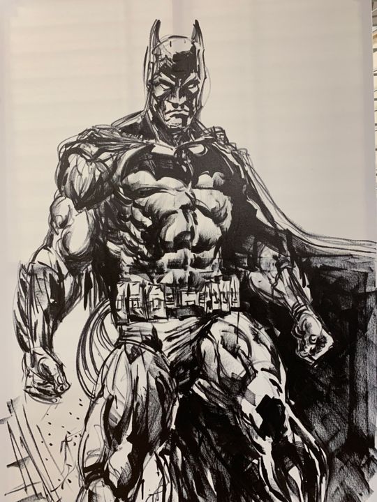 Peinture intitulée "Batman" par Ramya Chuon, Œuvre d'art originale, Encre