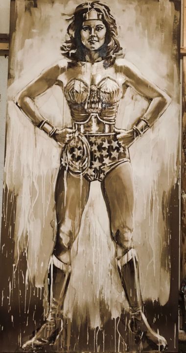 Peinture intitulée "Wonder woman" par Ramya Chuon, Œuvre d'art originale, Acrylique