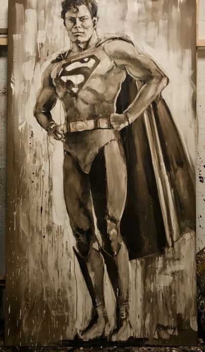 Peinture intitulée "Superman" par Ramya Chuon, Œuvre d'art originale, Acrylique