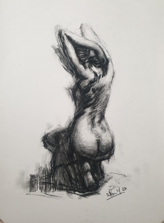 Drawing titled "№2" by Vladimir Remizov, Original Artwork, Charcoal