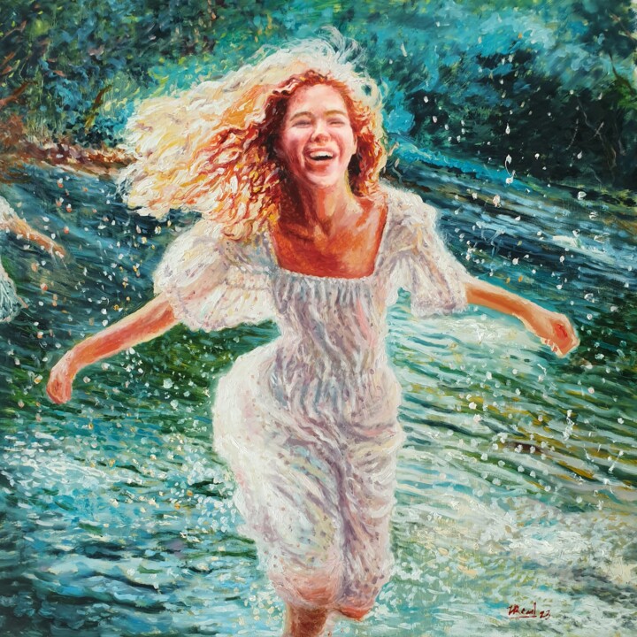 Картина под названием "Счастье" - Владимир Ремизов, Подлинное произведение искусства, Масло
