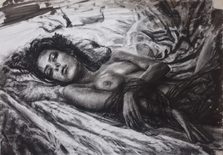 Рисунок под названием "Сон" - Владимир Ремизов, Подлинное произведение искусства, Древесный уголь