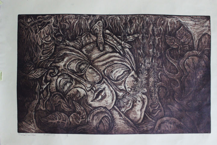 Printmaking titled "to stay" by Randa Roshdy, Original Artwork, Etching