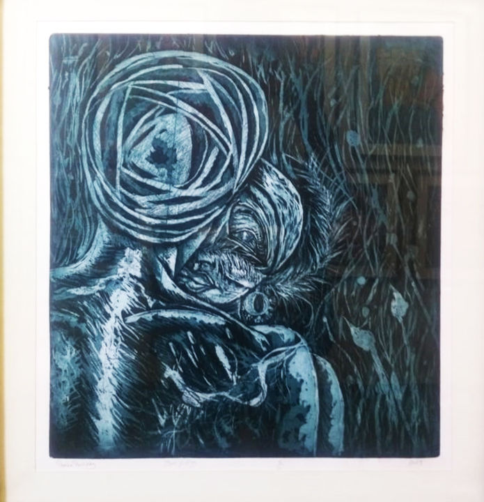 Printmaking titled "the look of hope" by Randa Roshdy, Original Artwork, Etching