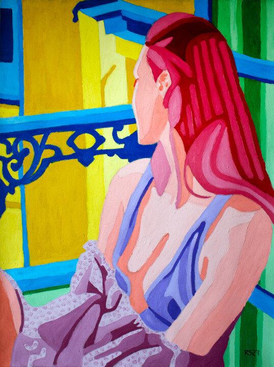 Картина под названием "Woman and Window" - Randall Steinke, Подлинное произведение искусства, Масло