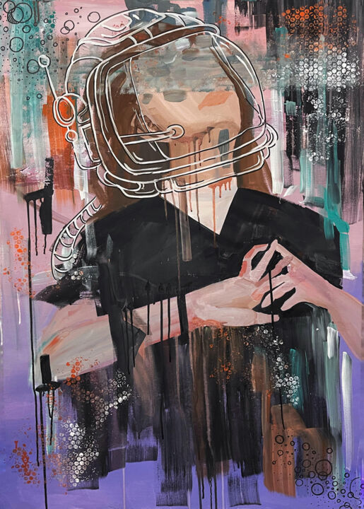 Painting titled "Astronaut Dream" by Randi Luki, Original Artwork, Acrylic