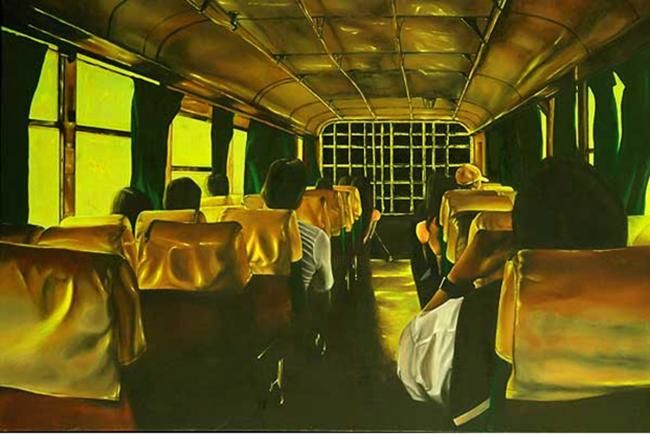 Painting titled "byahe" by Rando, Original Art, Oil