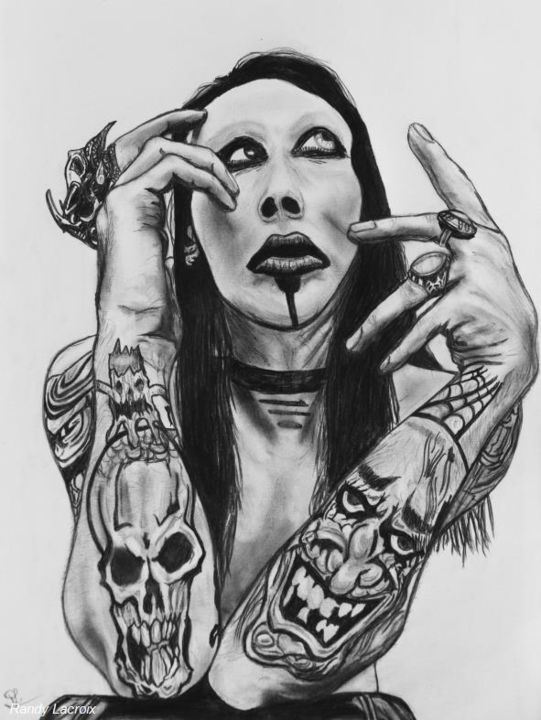 Tekening getiteld "Marilyn Manson" door Randy Lac, Origineel Kunstwerk