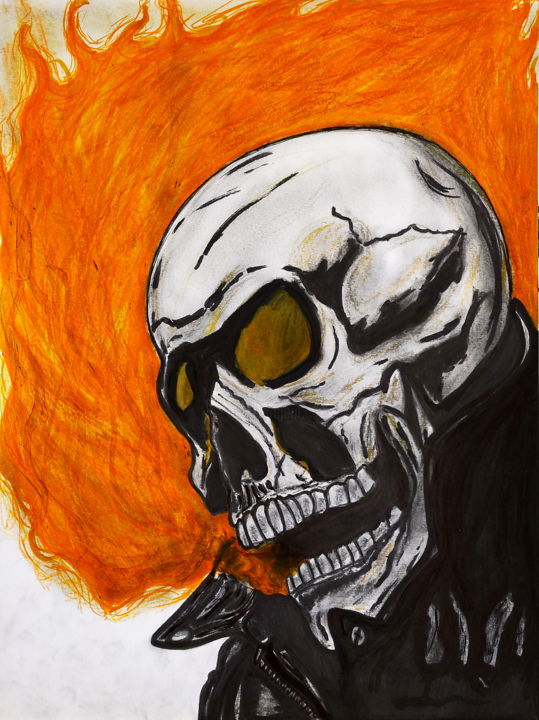 Drawing titled "Ghost Rider" by Randy Lac, Original Artwork