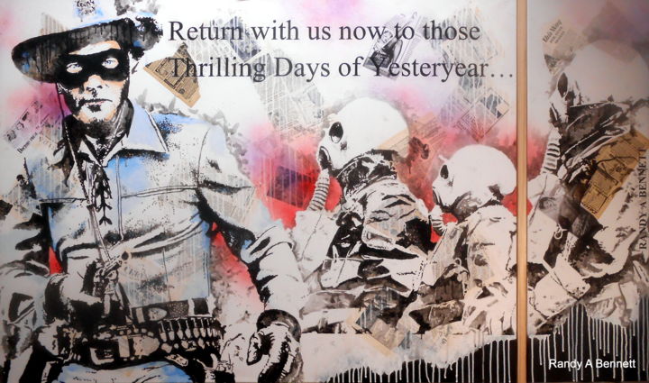 Collagen mit dem Titel "RETURN WITH US NOW" von Randy A Bennett Art, Original-Kunstwerk