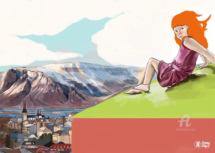 Digital Arts titled "Reykjavik, freestyl…" by Randy Dims, Original Artwork, Digital Painting