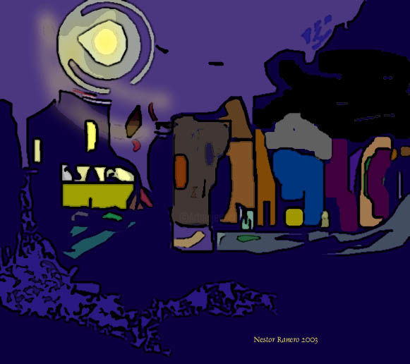 Fotografía titulada "nocturno de barrio…" por Ness, Obra de arte original,