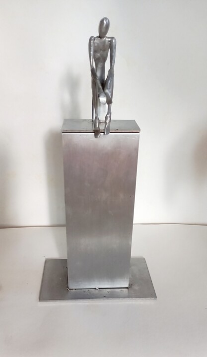 Sculpture titled "Thinking Man" by Ranil Sugathapala, Original Artwork, Stainless Steel