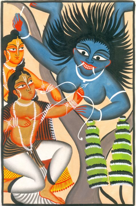 Painting titled "RAMA KILLING TARAKA…" by Ranjitava Biswas, Original Artwork, Watercolor