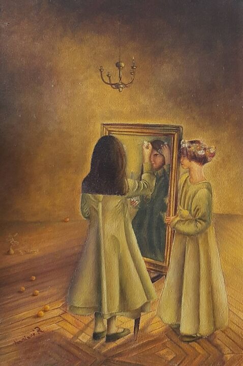 Painting titled "Mirror" by Ranka Novakovic Milivojevic, Original Artwork, Oil