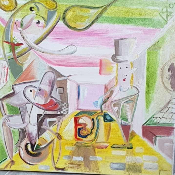 Malerei mit dem Titel "Conception Embrion" von Borislav Jovanovic, Original-Kunstwerk, Acryl