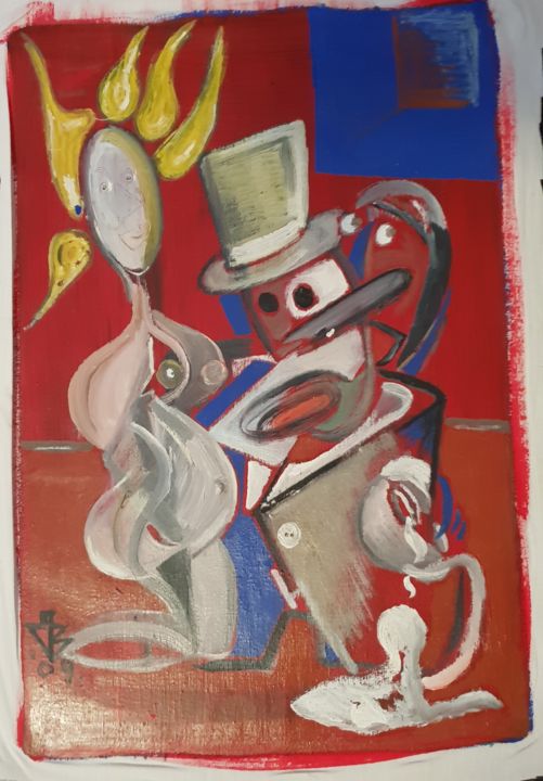 Malerei mit dem Titel "Gentleman Duck in l…" von Borislav Jovanovic, Original-Kunstwerk, Acryl