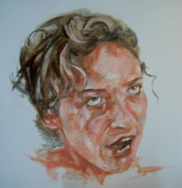 Peinture intitulée "Femme en colère" par Frank-E Rannou, Œuvre d'art originale,