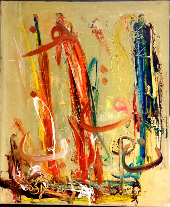 Painting titled "ABSTRAIT" by Raouf Meftah, Original Artwork, Acrylic