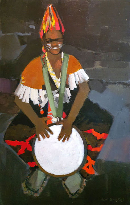 Pintura titulada "Africain" por Raoul Bruckert, Obra de arte original, Acrílico Montado en Bastidor de camilla de madera
