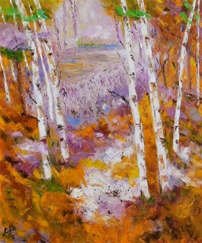Painting titled "Bouleaux" by Raoul Ribot, Original Artwork